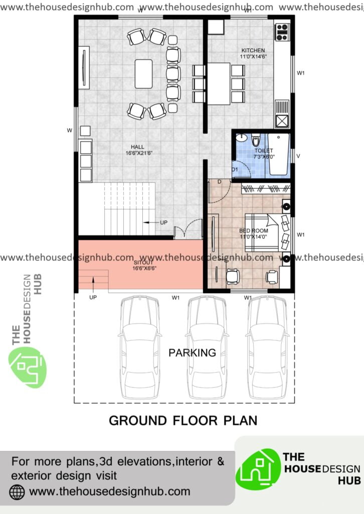 25 X 45 Ft 1 BHK House Plan In 1100 Sq Ft The House Design Hub