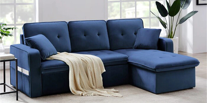l shaped blue sofa sets