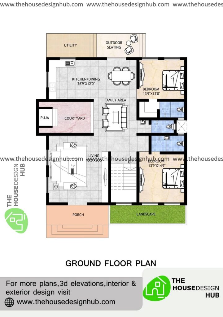 42 X 58 Ft 2 BHK Layout Design In 2000 Sq Ft The House Design Hub