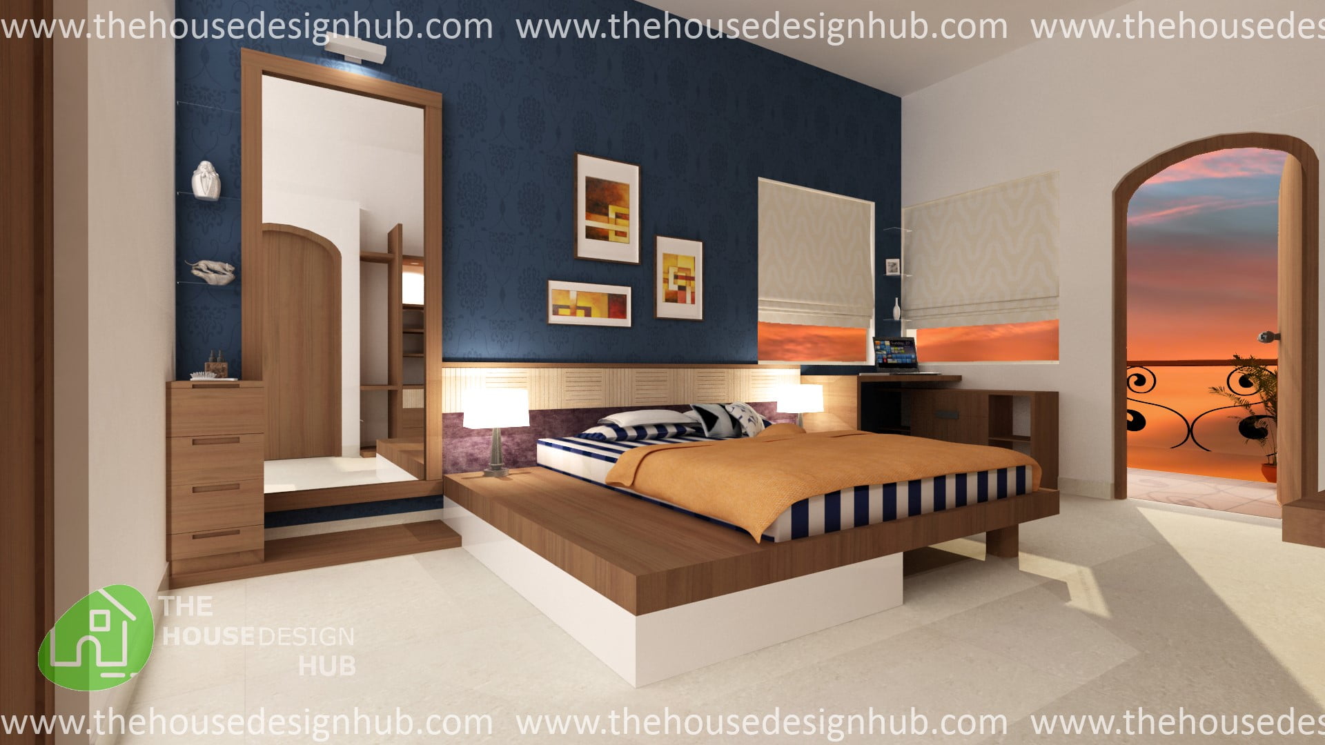 09I. Contemporary Blue Textured Bedroom Spaces Interior Designs