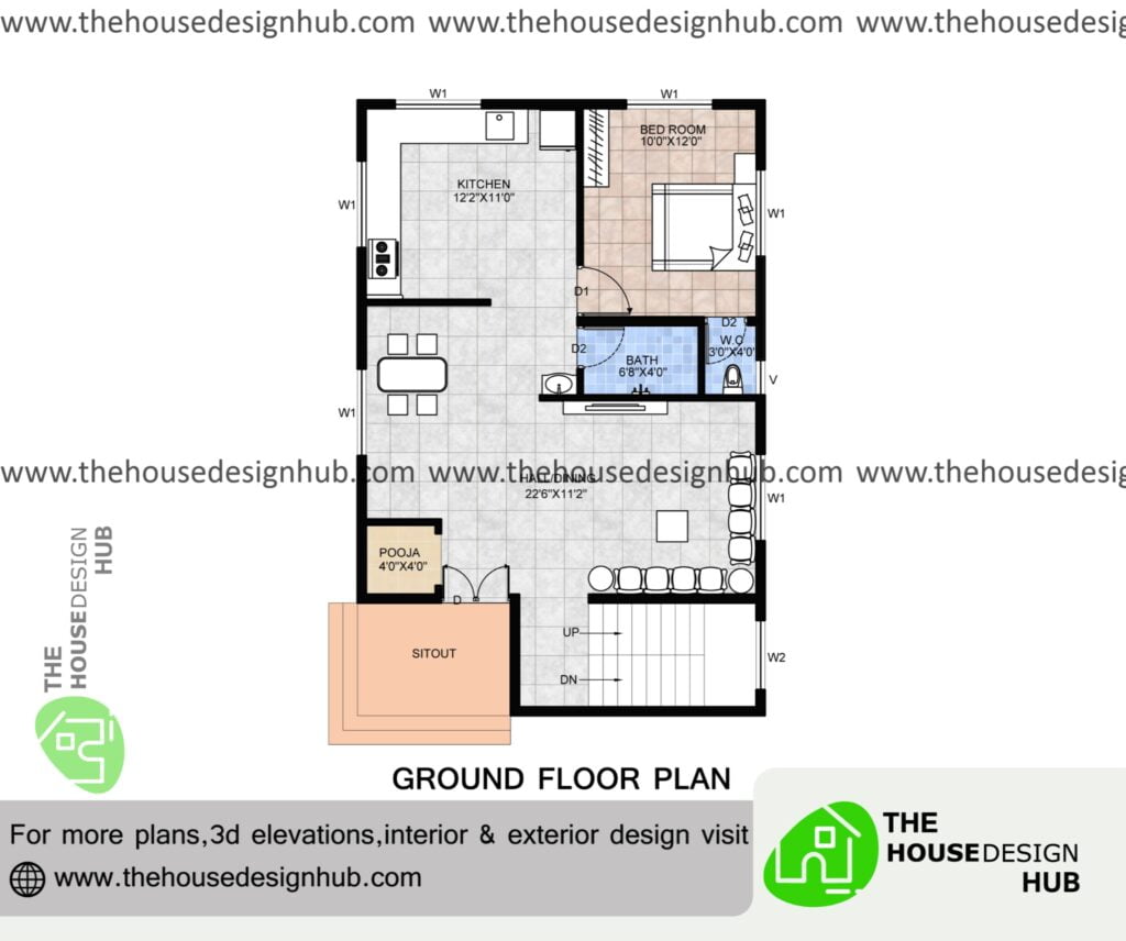 1 bhk bungalow plan
