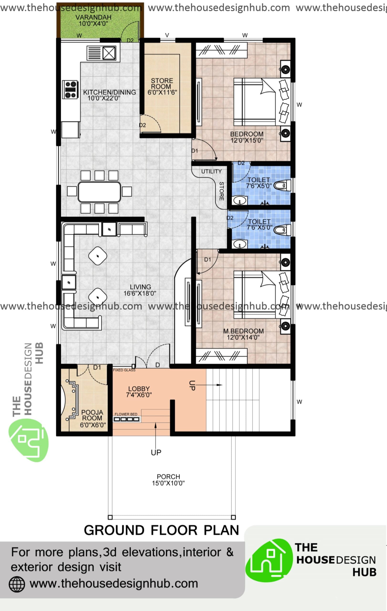 30 X 50 Ft 4 BHK Duplex House Plan In 3100 Sq Ft The House Design Hub