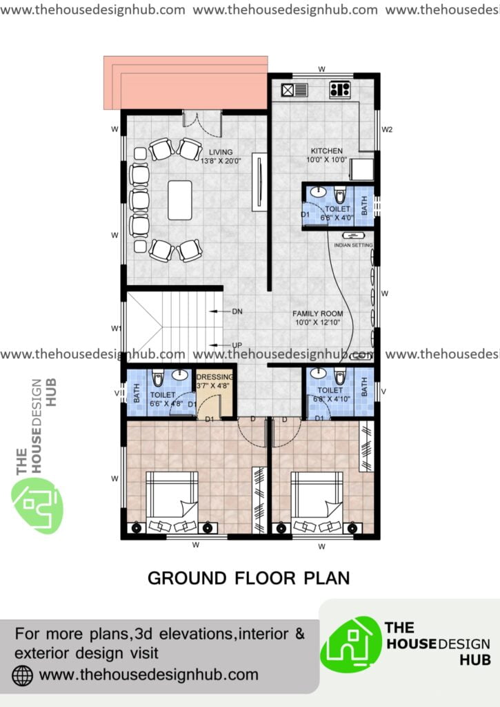 29 X 36 ft 2 BHK House Plan in 1058 Sq Ft 1000 Sq Ft - 2000 Sq Ft House Plans