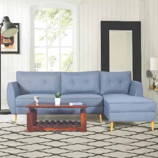 blue l shaped lounger sofa