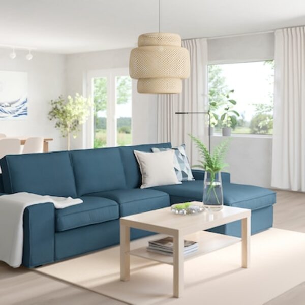 l-shaped blue sofa 