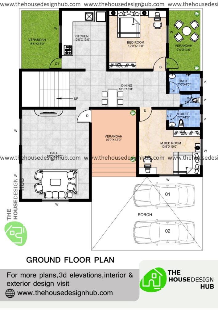 2 Bhk Farmhouse Plan In 1600 Sq Ft, Single Story House Plans 1600 Sq Ft
