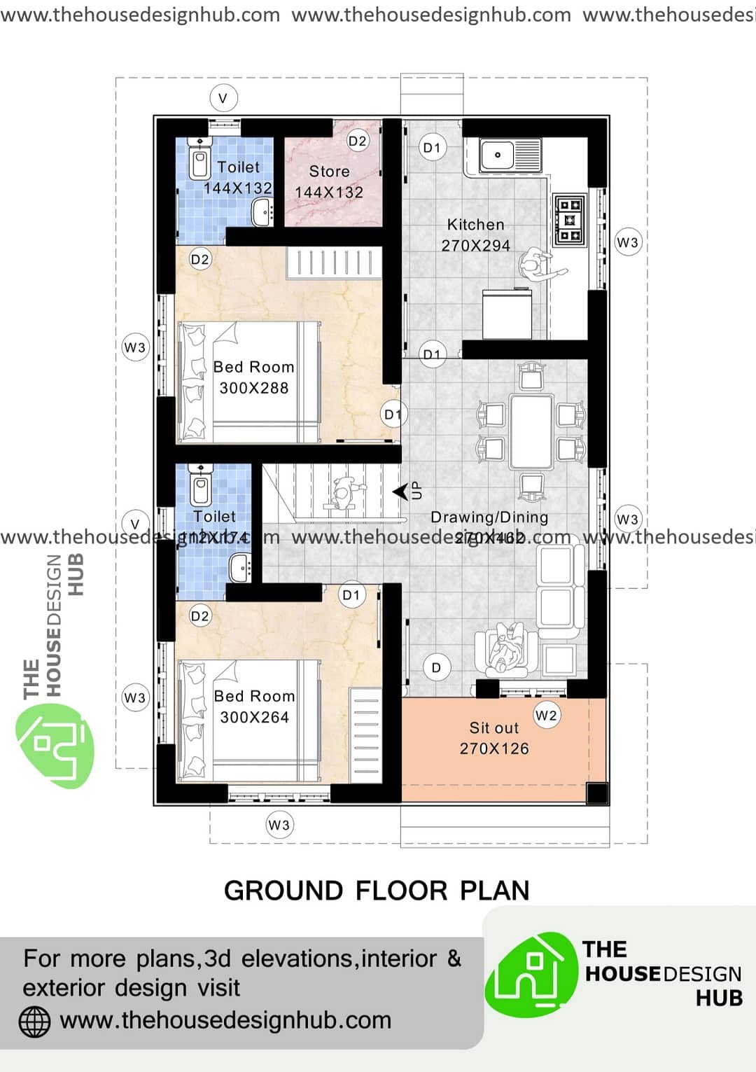 21 X 32 Ft 2 Bhk Drawing Plan In 675 Sq Ft | The House Design Hub