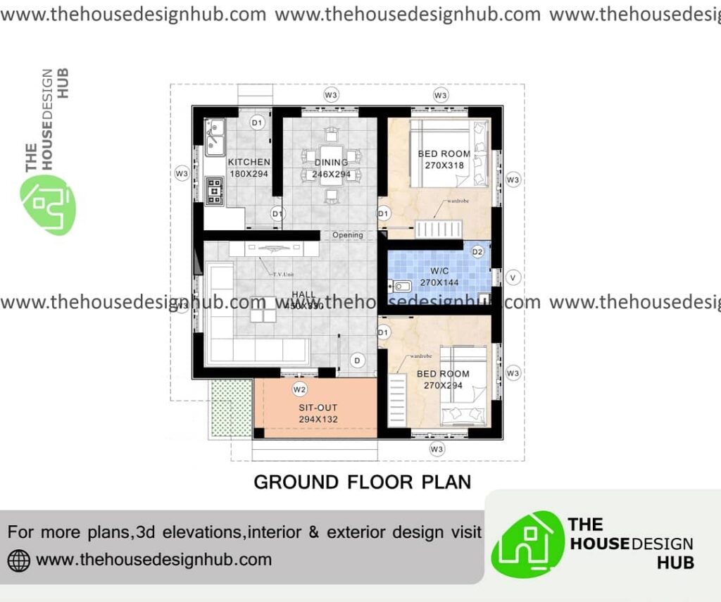 2 bhk small house plan
