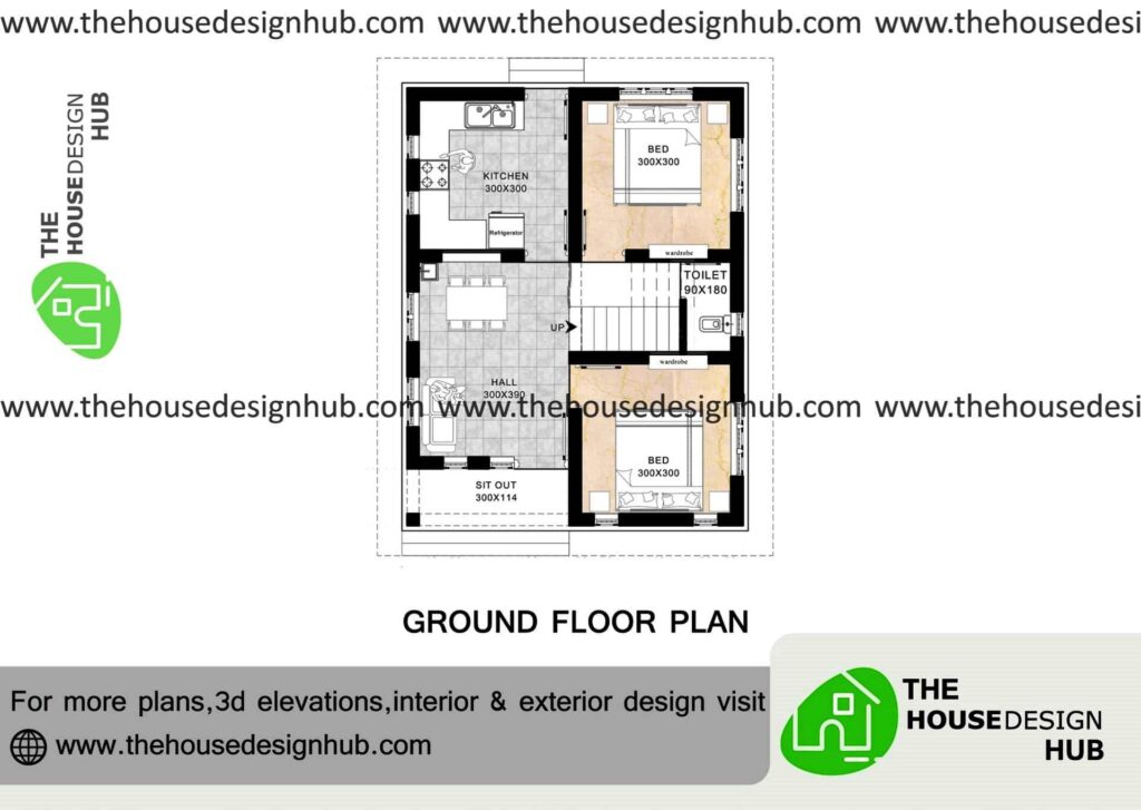 2 bedroom small house plan under 650 sq ft
