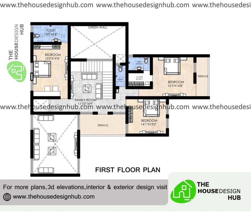 5 bhk 2 floor plan