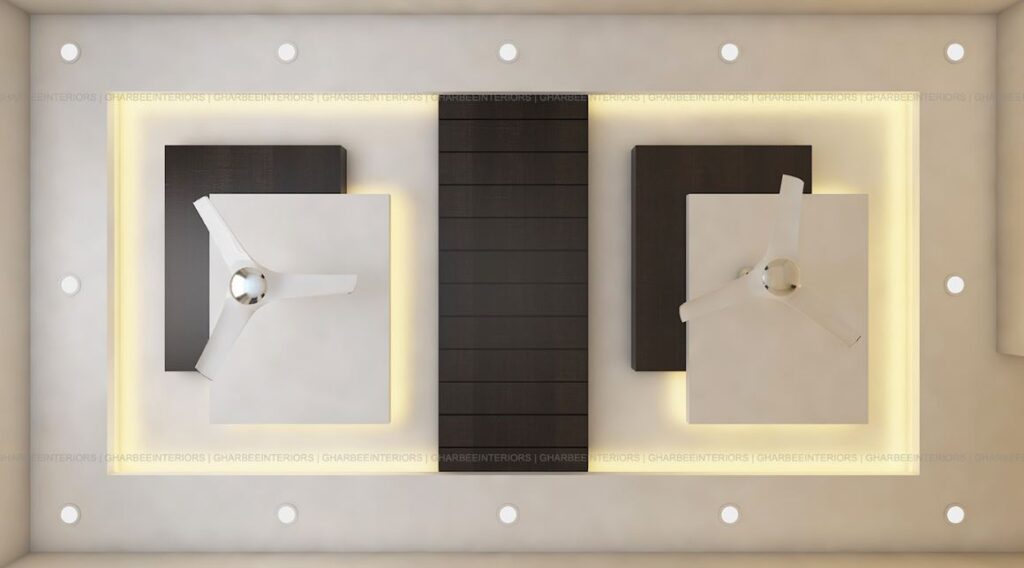 simple false ceiling design with two fans