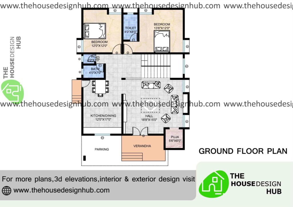 2 bhk ground floor plan
