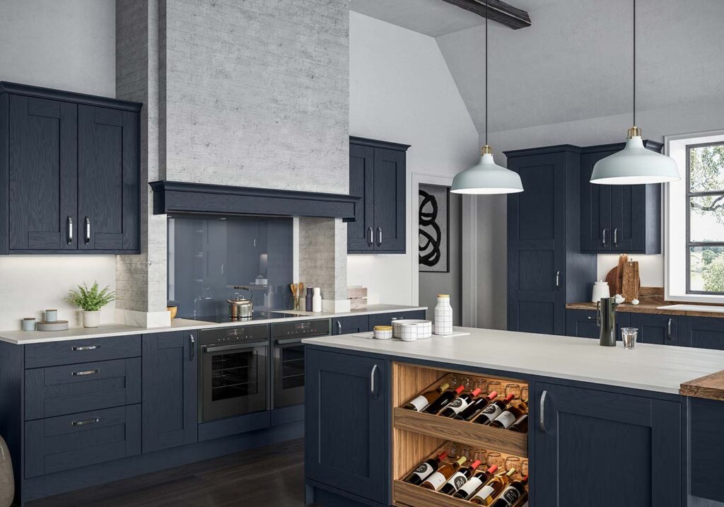 blue and grey kitchen