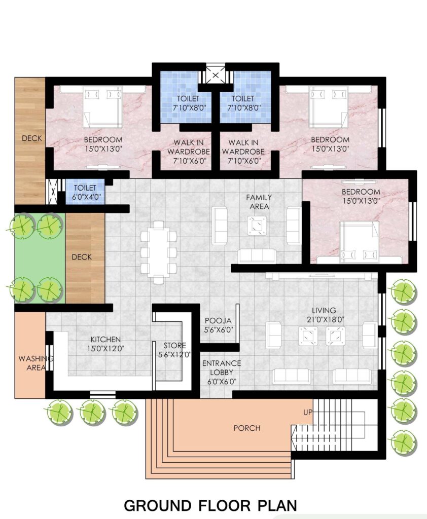 semi open floor plan