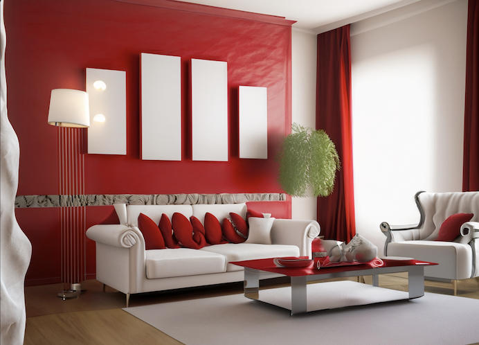 Red and White Living Rooms